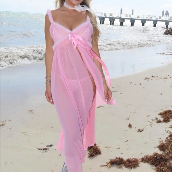 Dolls Kill Other - Dolls Kill Pink Chiffon Beach Dress